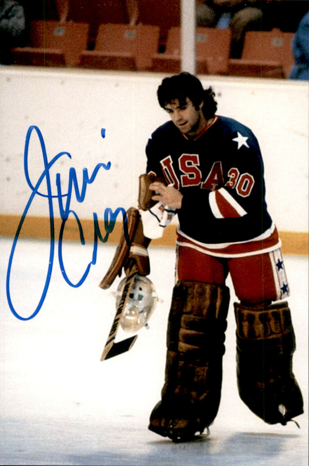 Jim Craig SIGNED 4x6 Photo Poster painting TEAM USA MIRACLE ON ICE 1980 GOLD MEDAL