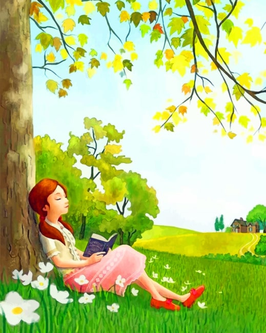 

Girl Under A Tree – Women Paint By Numbers - 40*50CM, 501 Original