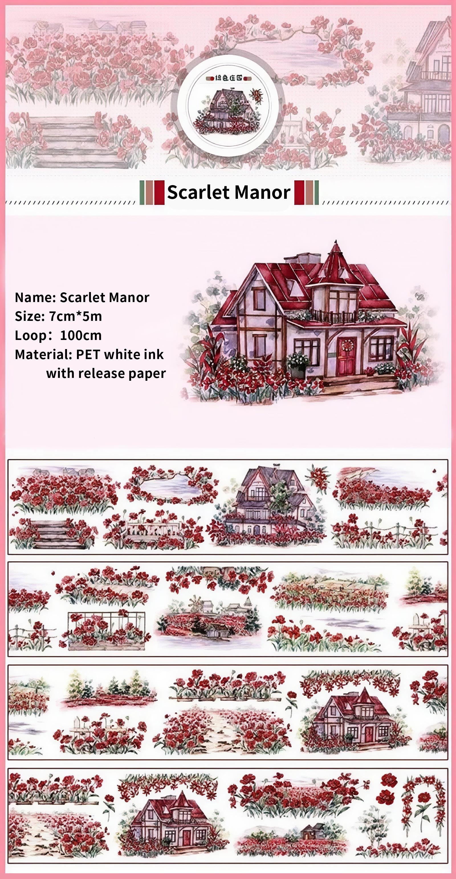PET 테이프 - 70mm*500cm 빈티지 플라워 매너 하우스