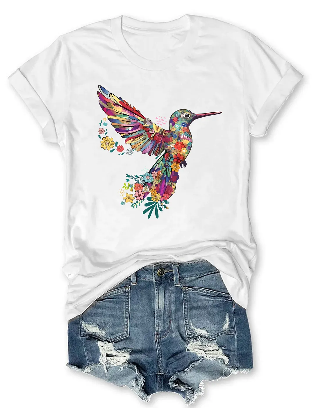 Floral Hummingbird Lover T-shirt