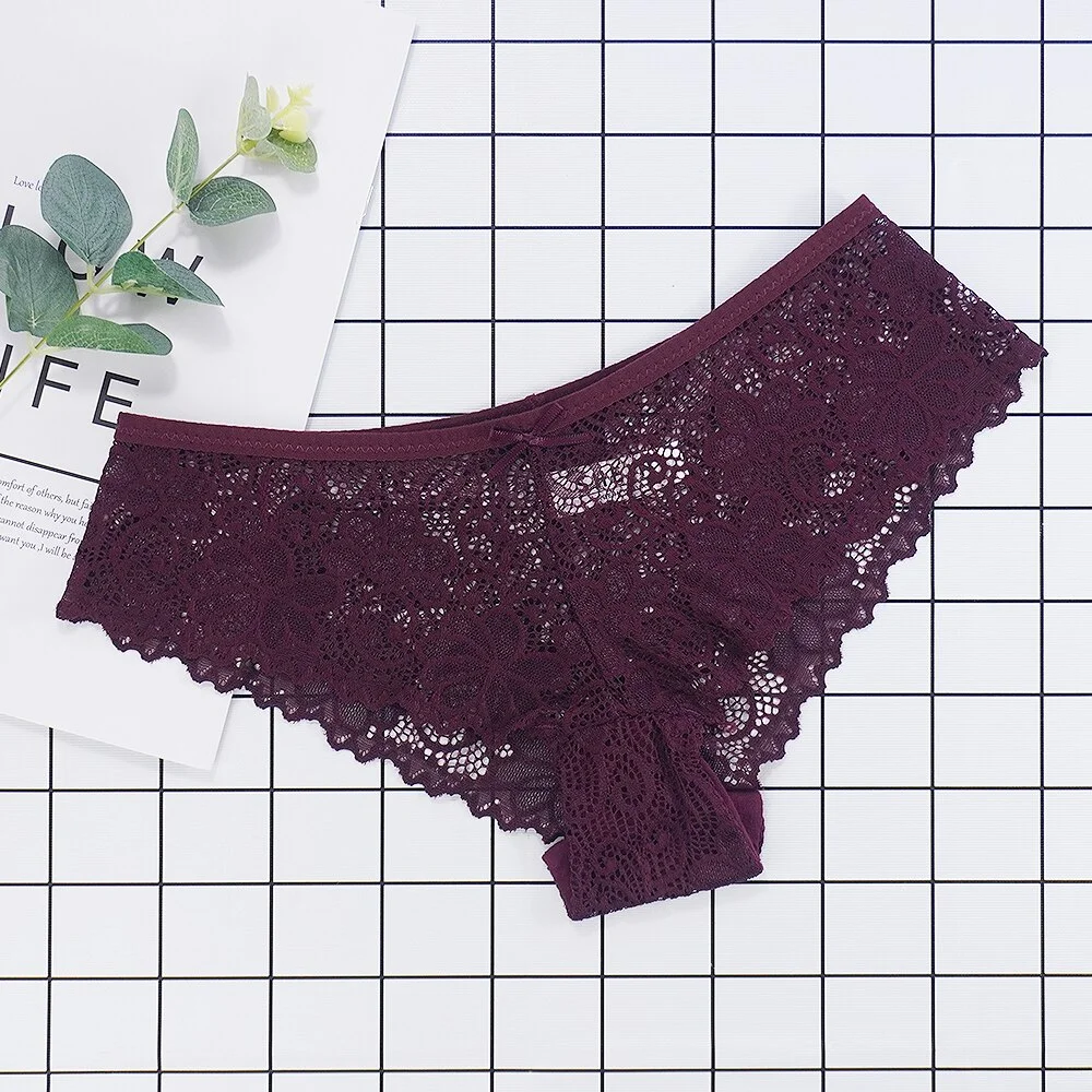 Billionm Lace Panties Women Sexy Thong Tanga See Through Intimate Underwear Seamless Hollow Low-rise Female Underpants Shorts