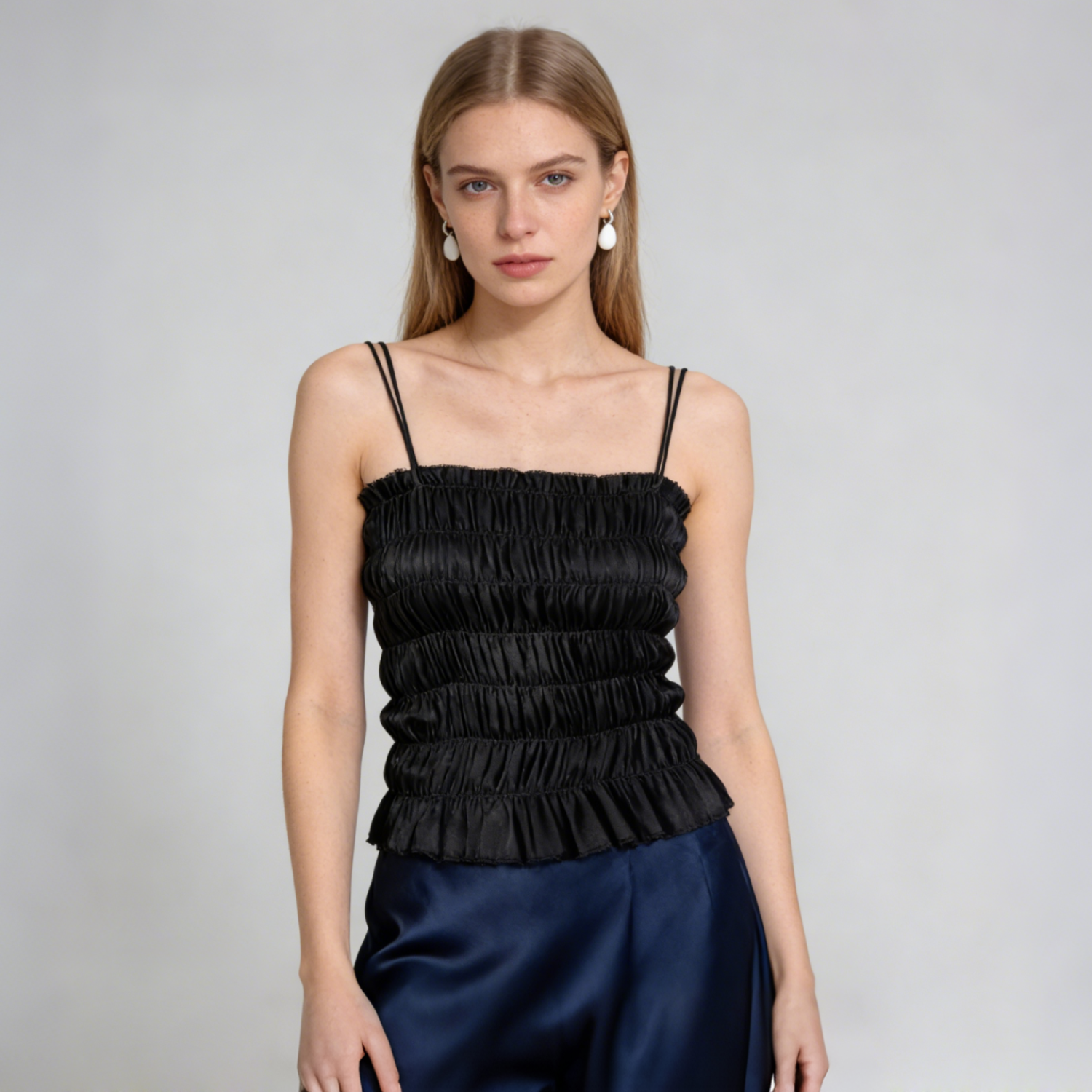 Ruched Design Silk Camisole  REAL SILK LIFE