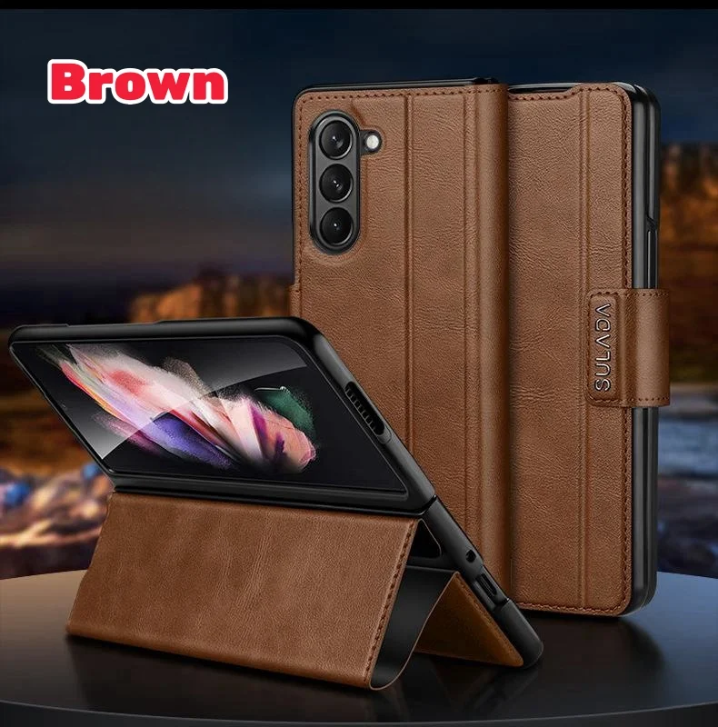 Suitable for Samsung Fold series magnetic buckle bracket folding leather case all-inclusive mobile phone case