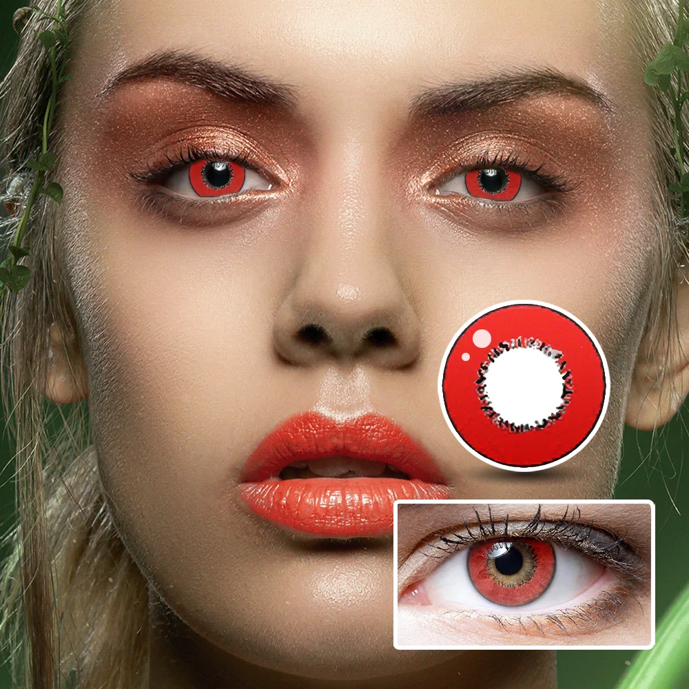 NEBULALENS Harajuku Storm Red Yearly Prescription Colored Contact Lenses NEBULALENS