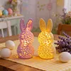 Easter Bunny Night Light 3D Printed LED Cute Rabbit Lamp Lighted Hollow Out Bunny Figurine Easter Gifts Kawaii Room Decor (5PCS)