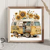 Diamond Painting -DIY Round Drill Sunflower Bus