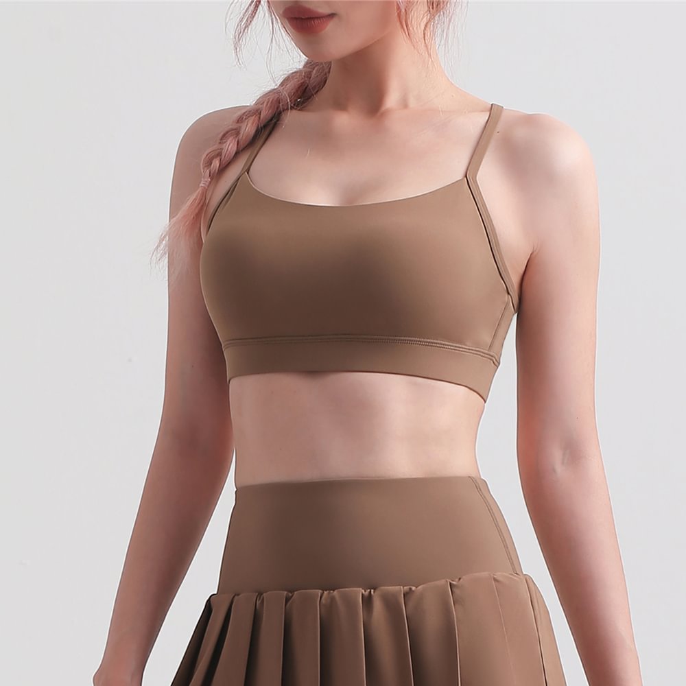 Different types of racer back thin straps hollow out breathable low impact sports bra online shopping on Hergymclothing