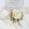 10PCS Morandi Wedding Catering Bridal Groom Guests Corsage Boutonniere Wrist Artificial Flower Bouquets