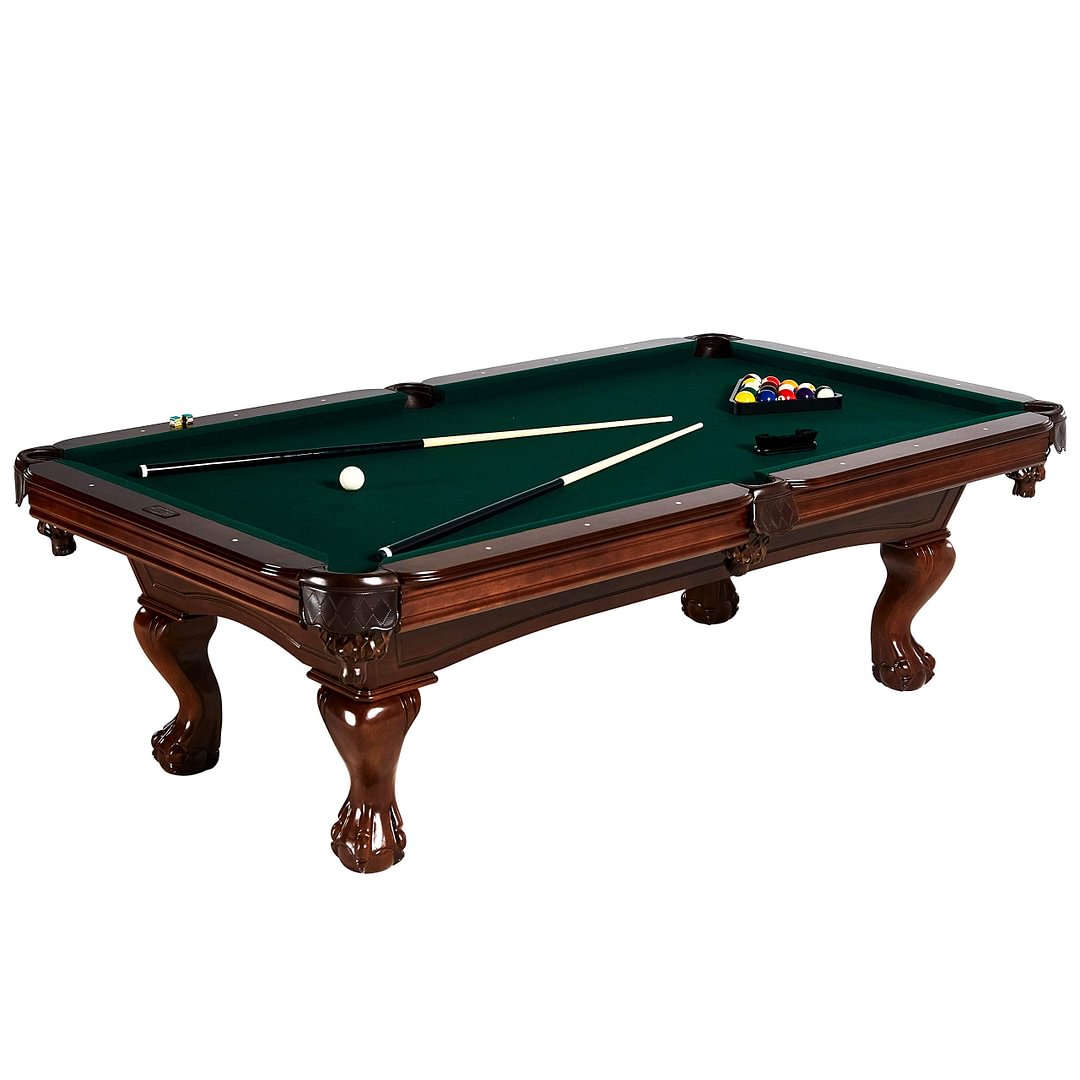 Barrington Hawthorne 100 Inch Billiard Table Set with Cues, Rack, Balls, Brush, and Chalk (23 Pieces)