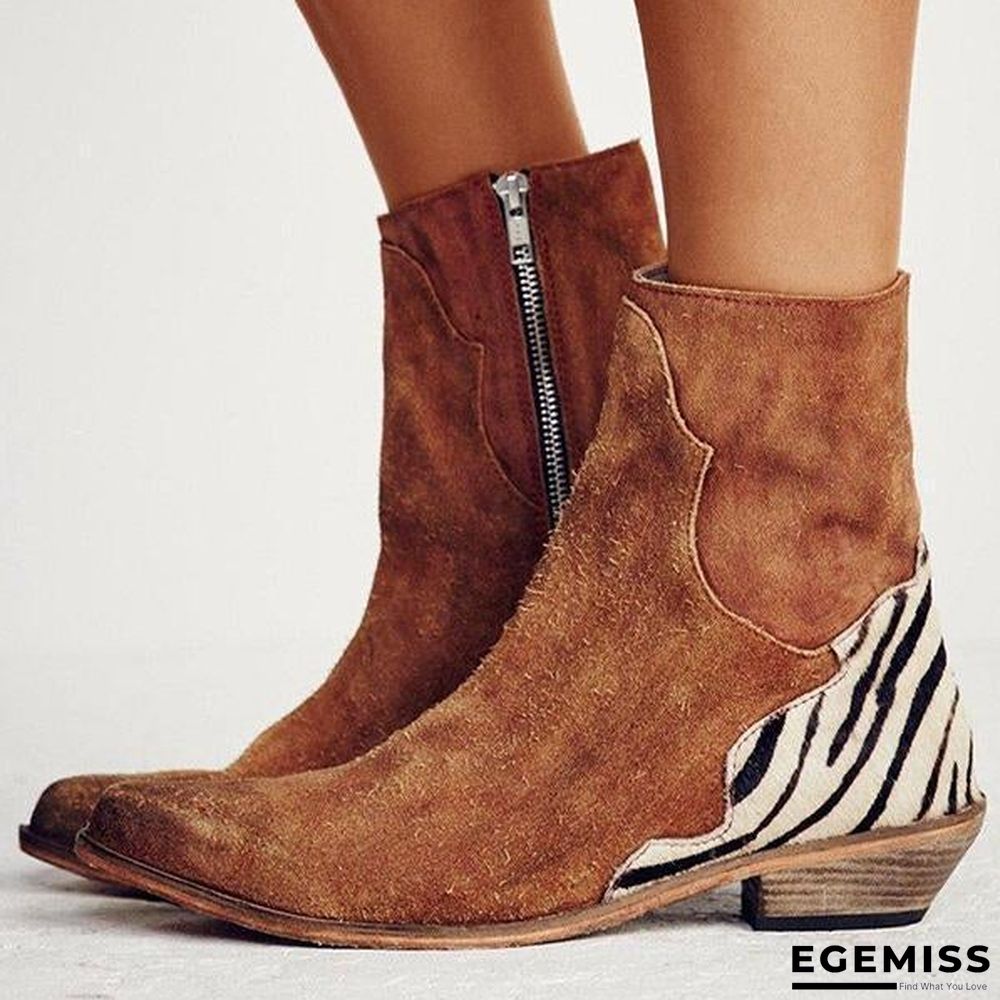 Casual Pointed Toe Zebra-Striped Boots | EGEMISS
