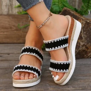 Colourp Colourp New Hemp Rope Woven Surrounding Slope With Slippers Female Thick Bottom A Word Belt 43