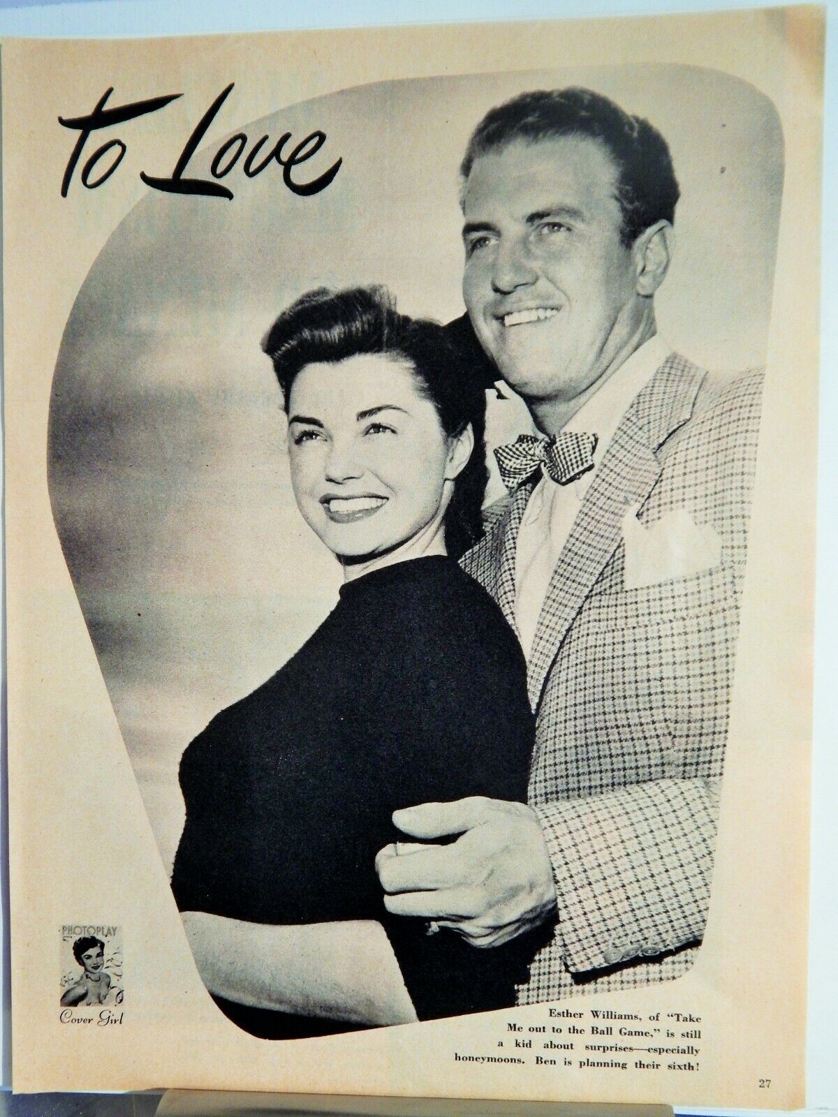 ESTHER WILLIAMS PUBLICITY Photo Poster painting / HOWARD DUFF COLOR Photo Poster painting ORIGINAL VTG 1949