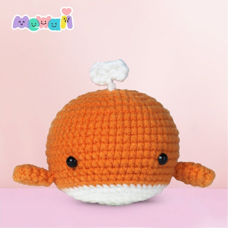 Mewaii Crochet Kits Crochet Orange Whale Beginners Crochet Kit with Easy Peasy Yarn