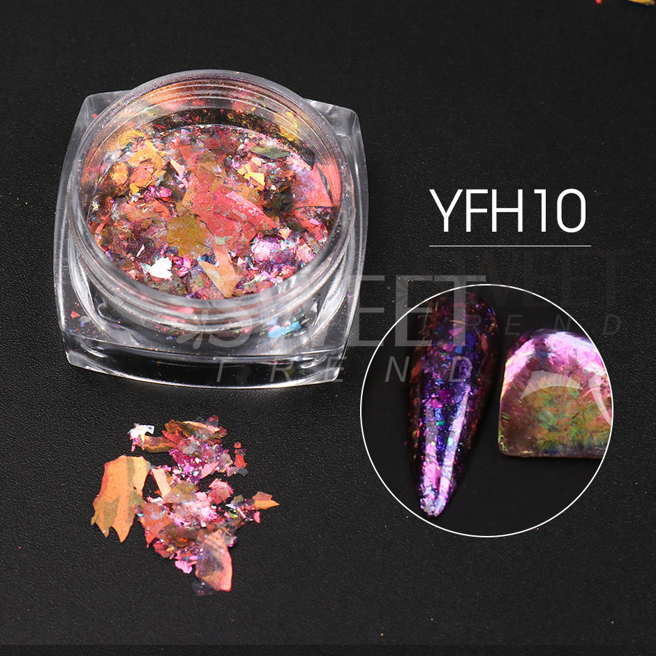 Needmkt 1 Box Aluminum Gold Silver Nail Foils Flakes Irregular Gold Leaf Sequins DIY Holographic Chrome Paper Accessory Supplies LY1858