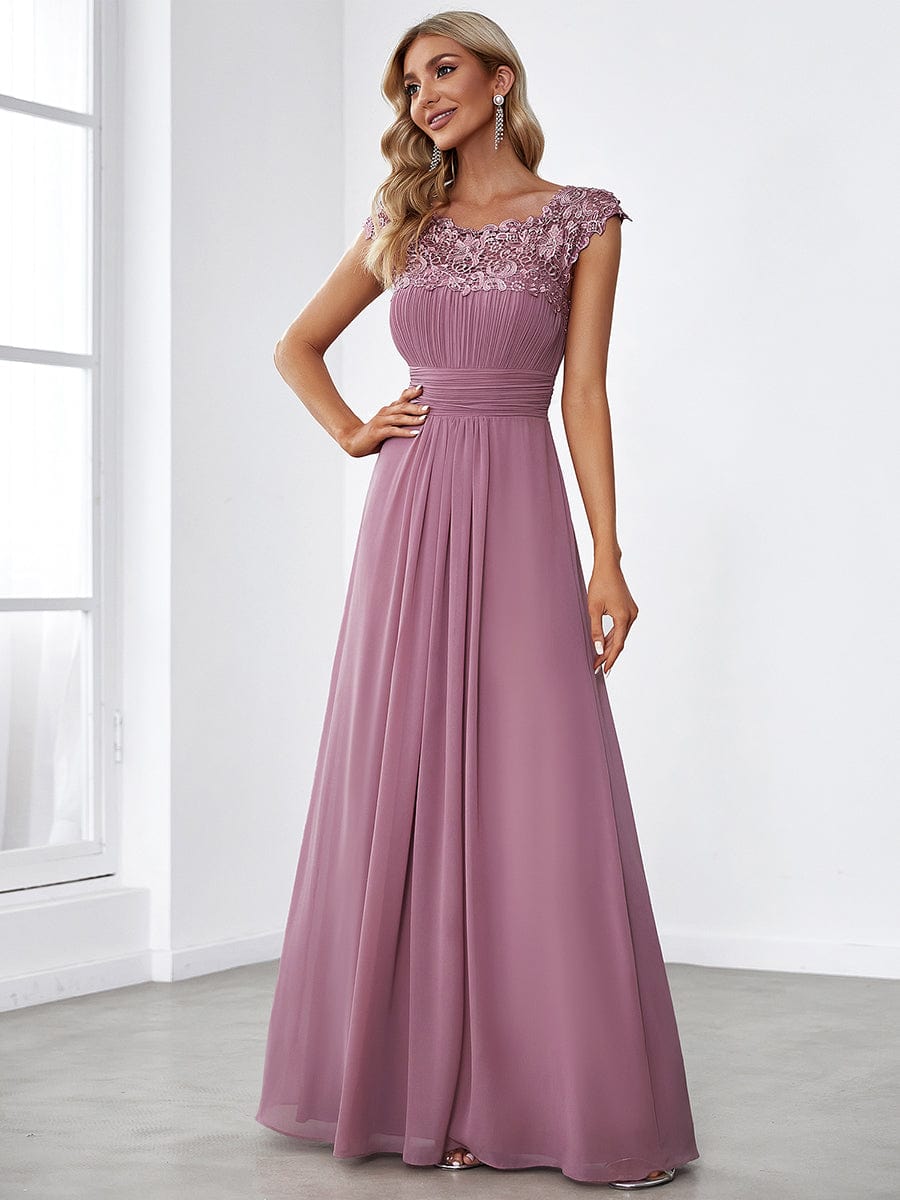 Sophisticated Lace Detail Evening Gown