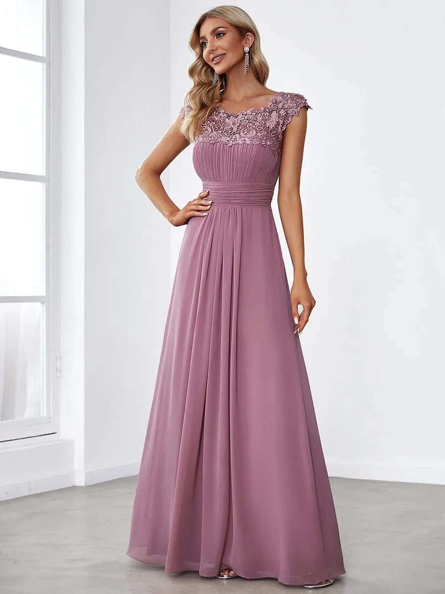 Sophisticated Lace Detail Evening Gown
