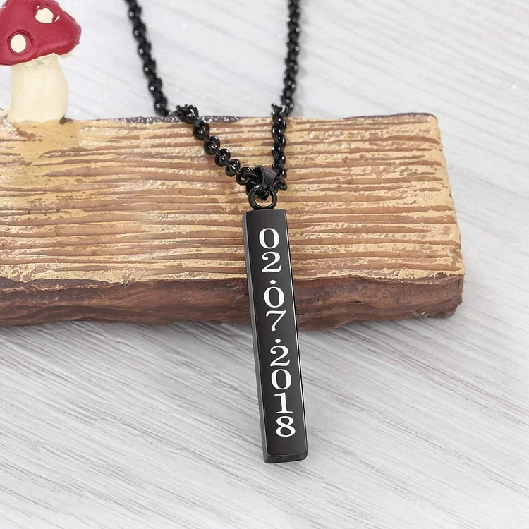 To My Son Man Vertical Bar Necklace Personalized 4 Side 3D Bar Necklace