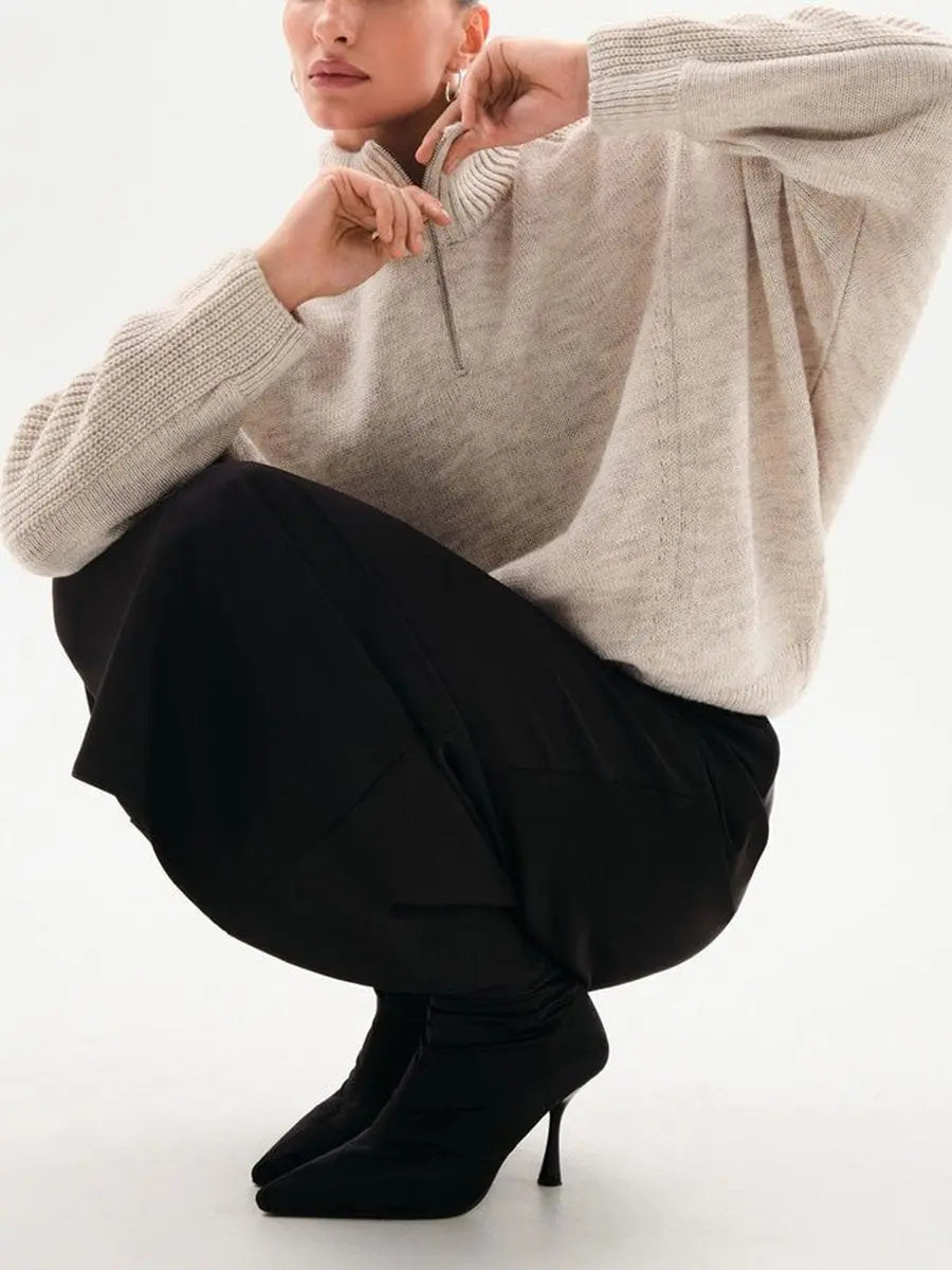 Long Sleeve Stand Collar Zipper Sweaters