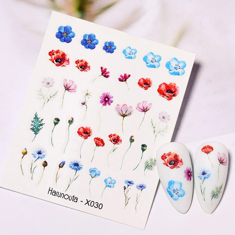 1PC Avocado/Watermelon/Orange Nail Stickers Summer Fruit Leaves Transfer Decals Sliders For Nails DIY Decoration Manicures-Nail Inspo