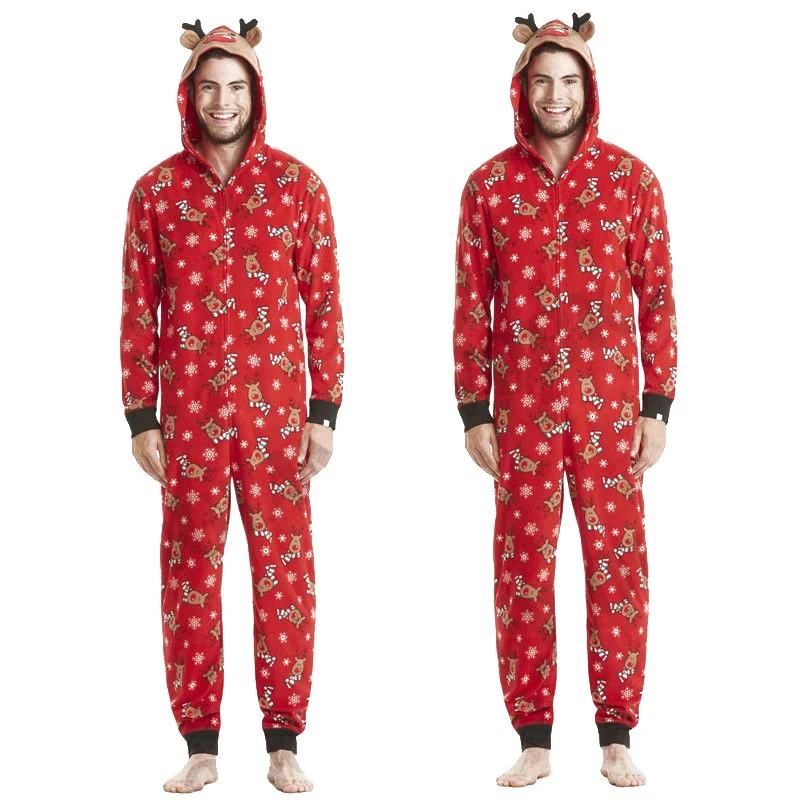 Christmas Family Pajama Set 2022 New Year Costume Elk Ears Hooded