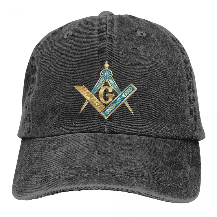 Freemason Gold Square Compass Multicolor Hat Peaked Womens Cap Blue Gold Personalized Visor Protection Hats