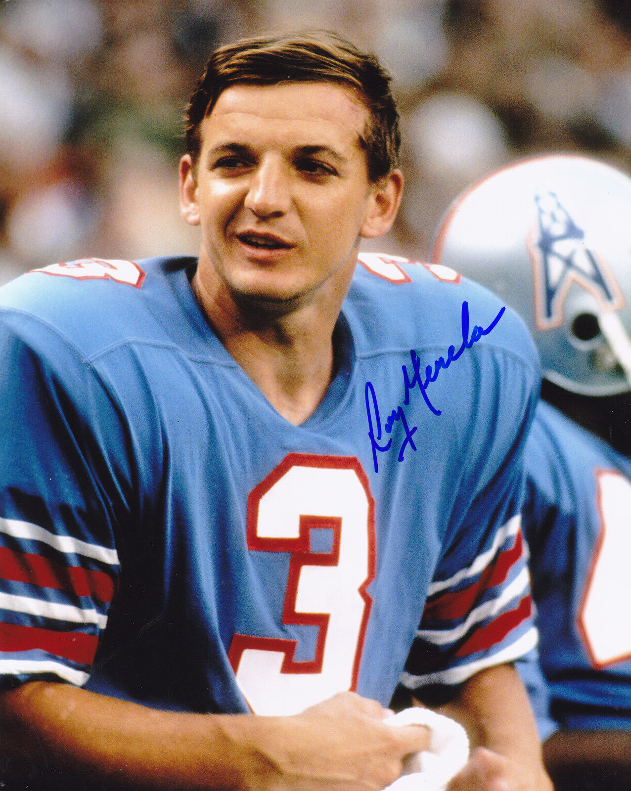 ROY GERELA HOUSTON OILERS ACTION SIGNED 8x10