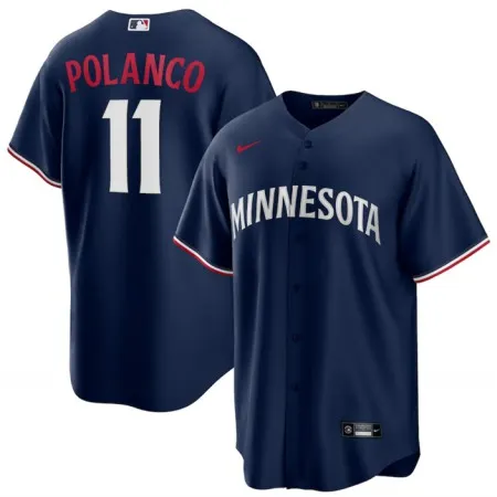 Men's Minnesota Twins #11 Jorge Polanco Navy Cool Base Stitched Jersey Q50N