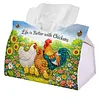 (24cm)Diamond Art Tissue Box DIY PU Napkin Cover for Home Decoration(farm chicken)