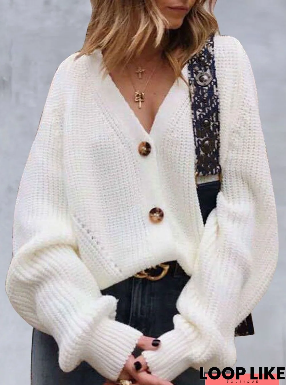 Loose Casual Solid Color Sweater Cardigan