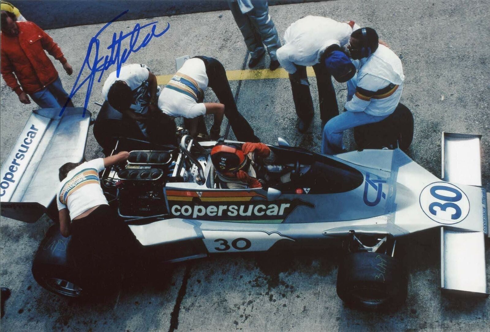 F1 Emerson Fittipaldi WORLD CHAMPION Copersucar autograph, signed Photo Poster painting