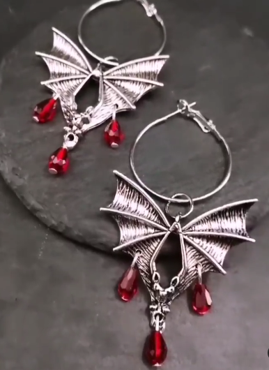 Bat Hoop Earrings,Halloween Earrings,Goth Earring,Witchy Jewelry,Gothic Earrings Halloween Gifts