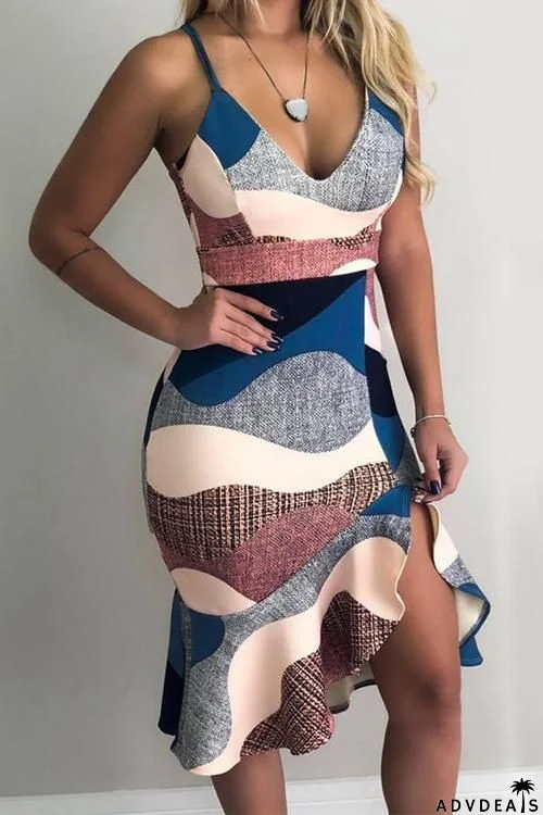 Ruffles Color Block Slip Dress