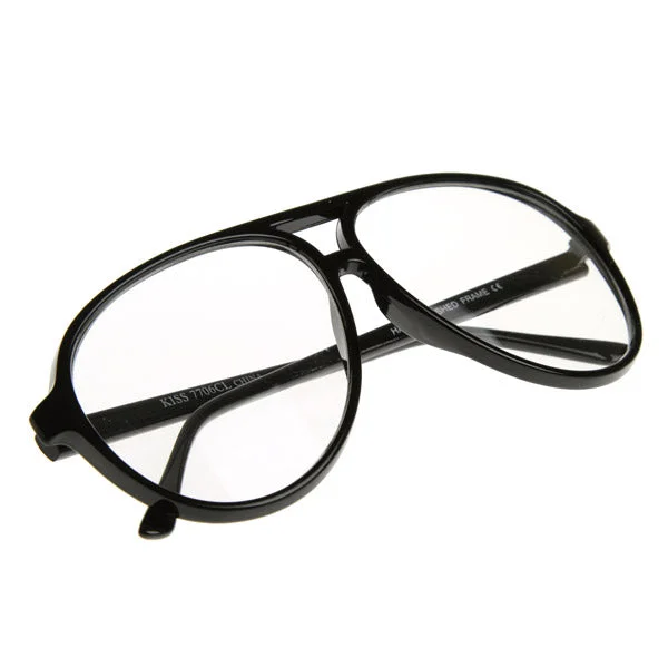 80s Retro Classic Vintage Large Bold Tear Drop Clear Lens Aviator Glasses 8062