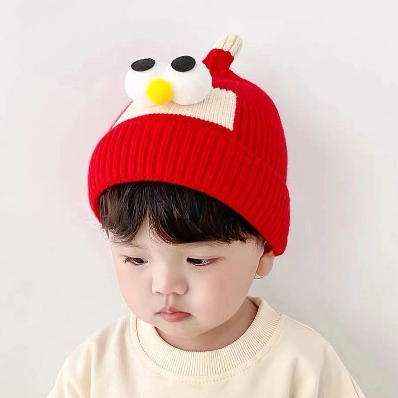 Baby Hat Autumn And Winter Boys And Girls Baby Knitted Wool Hat Cute Super Cute Baby Big Eyes Pullover Cap Trendy