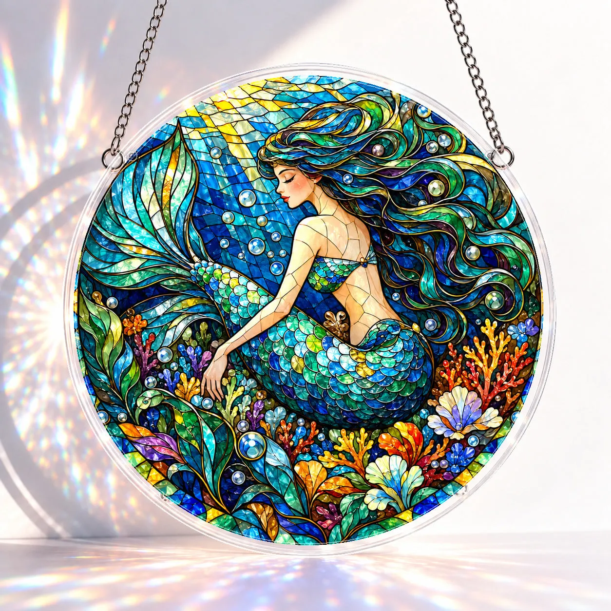 Enchanted Mermaid Stained Glass Suncatcher Puzzle