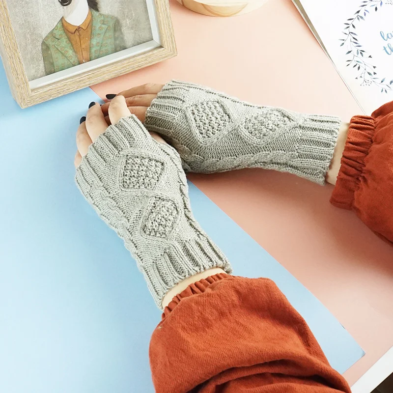 Letclo™  Diamond-shaped Jacquard Half-finger Gloves letclo Letclo