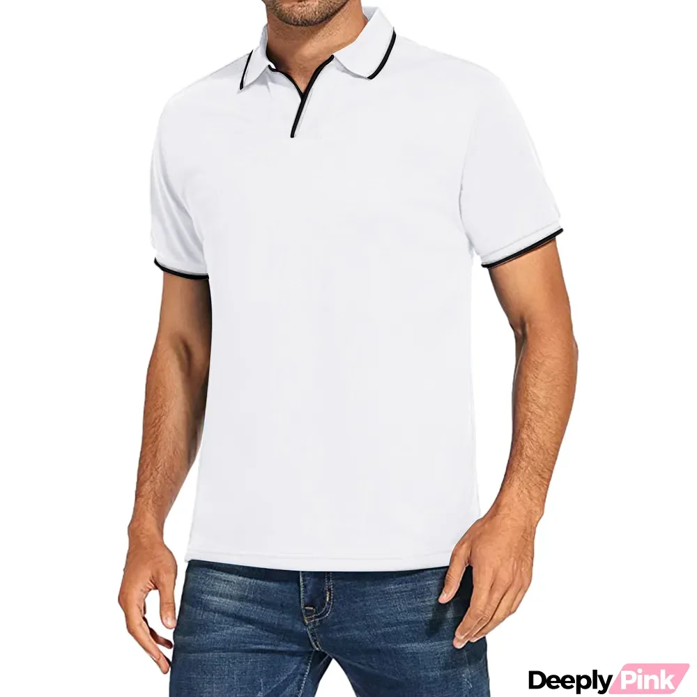 Men's Simple Casual Polo Short Sleeve T-Shirt Solid Color Sports Casual Polo Shirt
