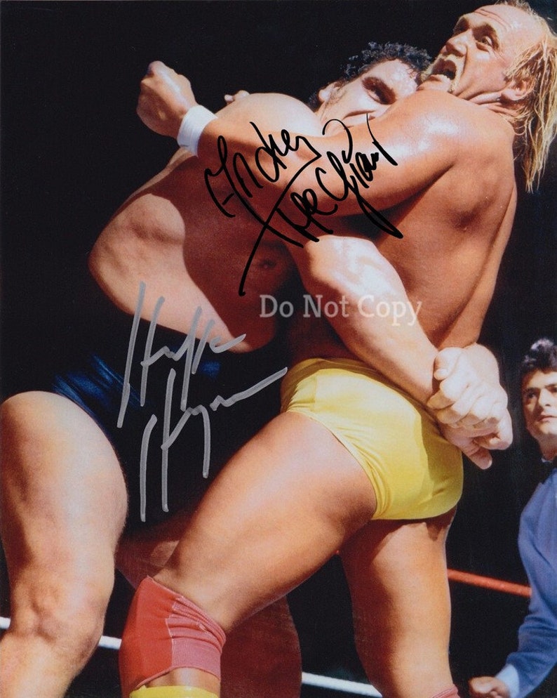 Andre The Giant & Hulk Hogan Signed Photo Poster painting 8X10 rp Autographed Picture WWE WWF Wrestling