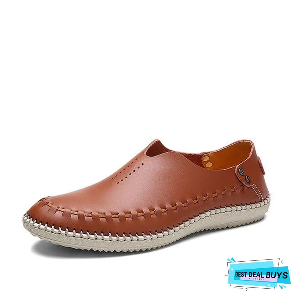 Men's Genuine Leather Flats Moccasins Loafers Driving Shoes