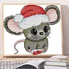 Santa Hat Mouse - 14CT Stamped Cross Stitch 16*15cm/6.3*5.91in(Brand)
