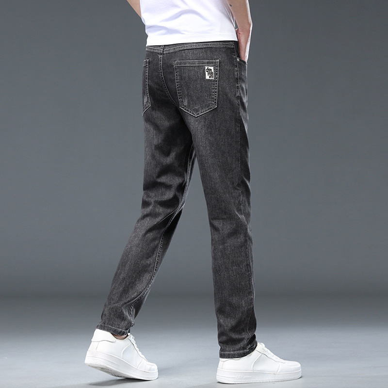 Greenacrs High-quality Jeans Men's Spring and Autumn New Fashion Slim Trousers Men's Simple Cotton Elastic Embroidered Straight Pants Boys