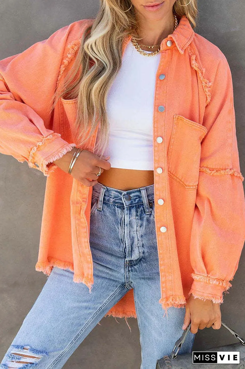 Bring It On Frayed Shirt Jacket
