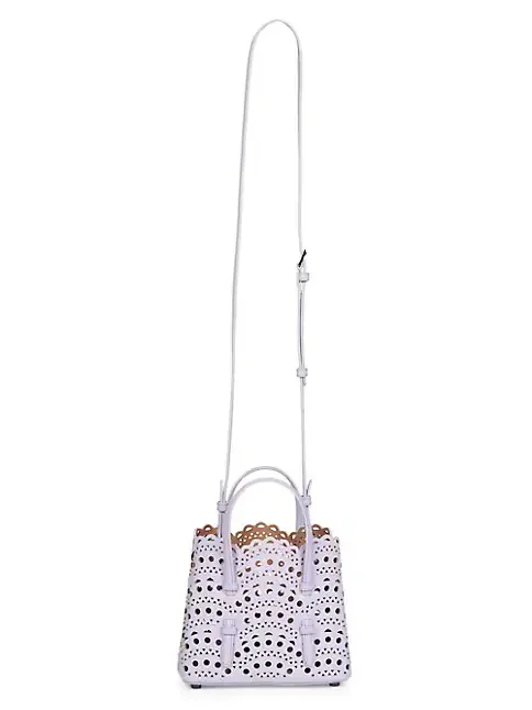 Ala&iuml;a Mini Mina Perforated Leather Tote bag