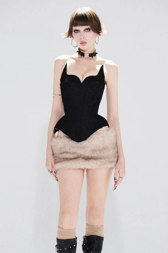 Solid Color Backless Tube Fleece Two Piece Set