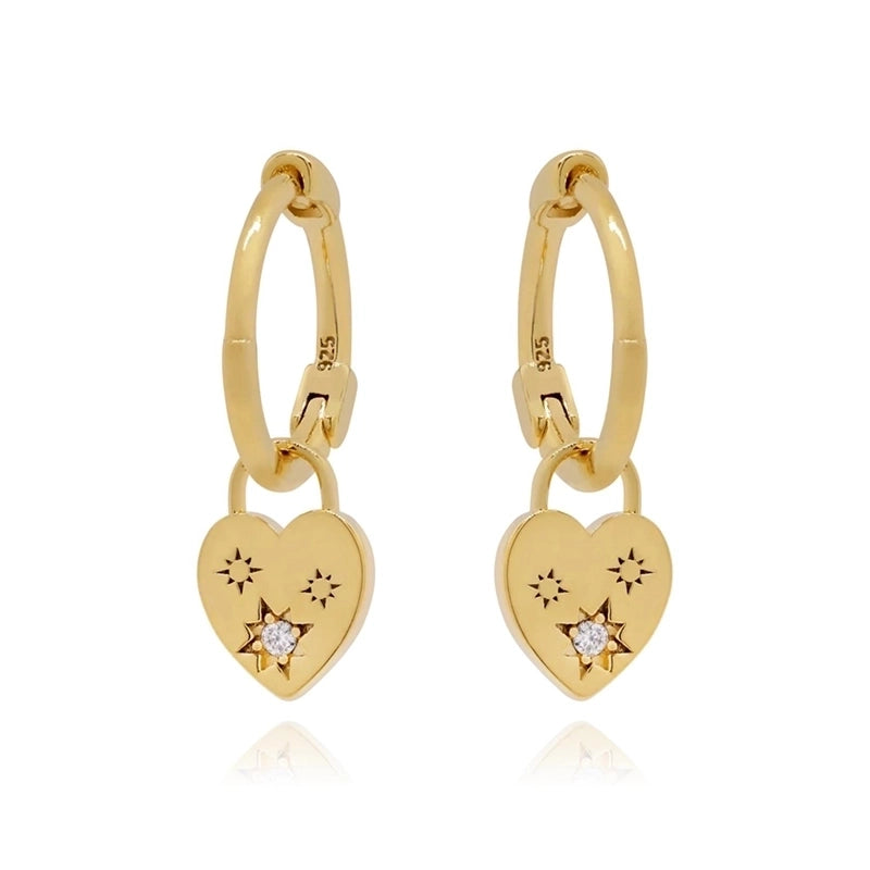1 Pair Casual Minimalist Hexagram Heart Shape Plating Inlay Copper Zircon 18k Gold Plated Hoop Earrings Drop Earrings Ear Cuffs