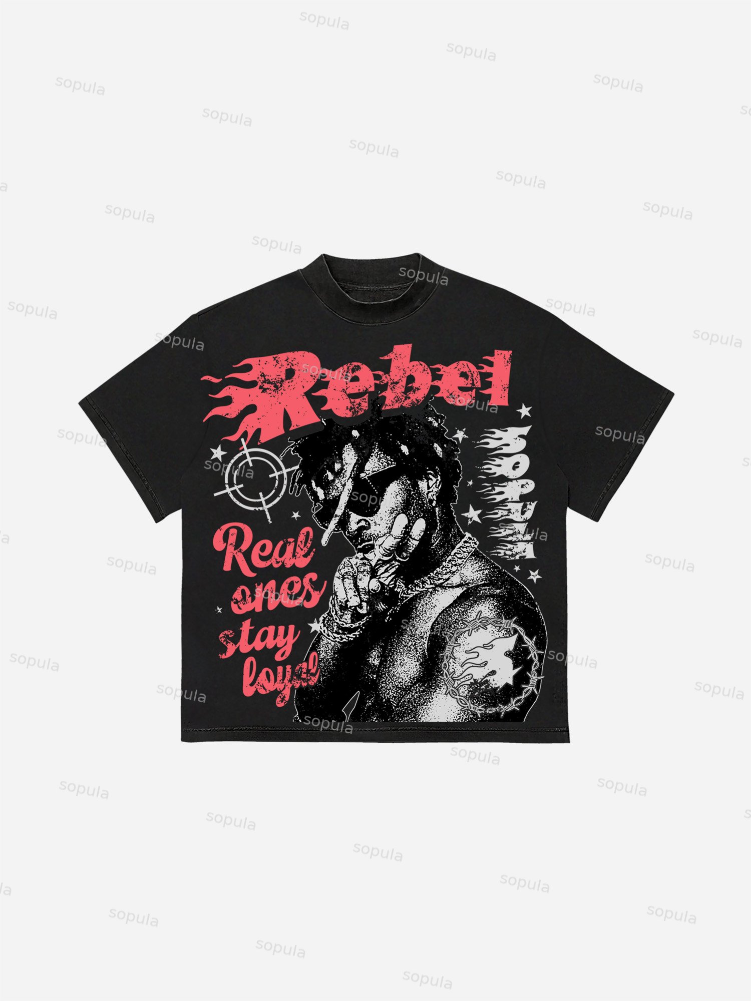 Rebel Street Portrait Graphic Cotton T-shirt - SOPULA