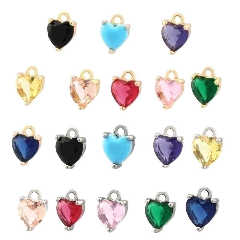 Romantic Minimalist Heart Shape Copper Plating Inlay Zircon 18k Gold Plated Valentine’s Day Charms