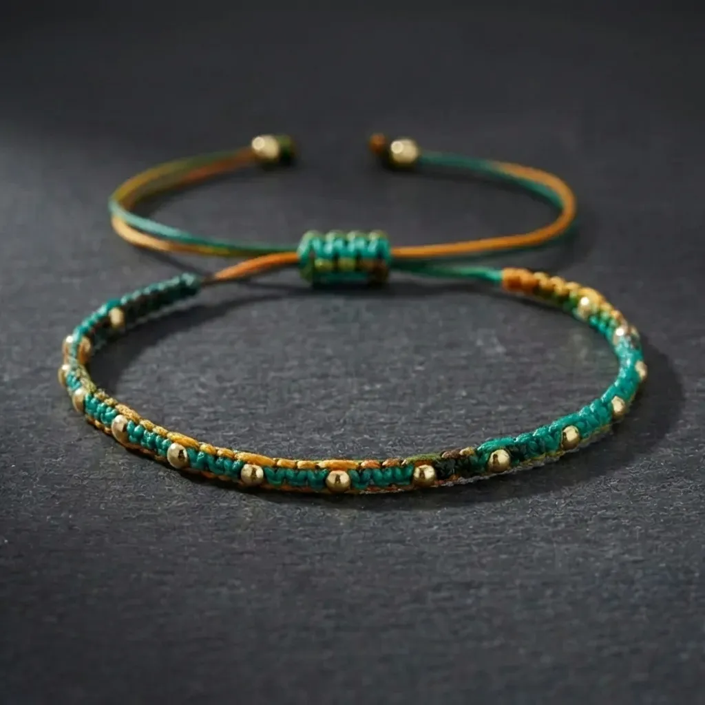 JiStones Aurora Gradient Hand-Woven Bracelet &ndash; Verdant Green & Sun-Kissed Yellow