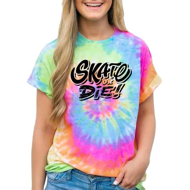 Women Funny Tie Dye Skate or die Mens Short Sleeve Casual T-Shirt - Heather Prints Shirts