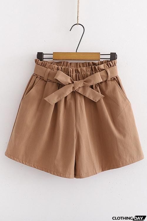 Bow Tie Elastic Waist Shorts